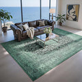 Washable Rugs 8x10 Area Rugs for Living Room- Vintage Green Rugs for Bedroom,Dining Room, Large Soft Low Pile Carpet with Non Slip Rubber Backing,Neutral Accent Rug for Nursery Home Office