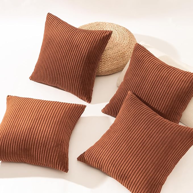 Topfinel Decorative Terracotta Throw Pillow Covers Cushion Cases, Set of 4 Soft Velvet Modern Double-Sided Designs, Rustic Fall Home Decor, Pillow Inserts Not Included 26x26 inch
