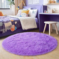 4'x4' Purple Round Rug for Bedroom, Ultra Soft Fluffy Circle Rug for Kids Girls Boys Room, Cute Shag Rugs for Living Room Playroom Teen Room Home Decor Rug