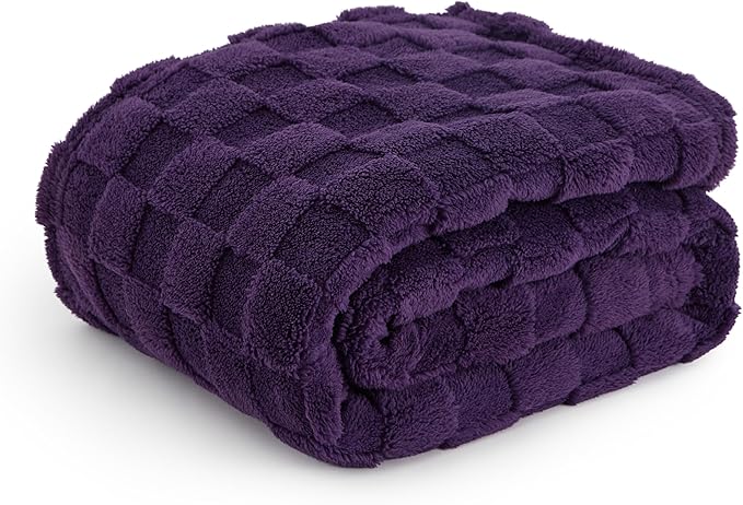 Bedsure GentleSoft Purple Throw Blanket for Couch - Checkered Fleece Blankets Gifts for Kids Girls, Cute Soft Cozy Mother's Day Throw for Bedroom Home Decor Gifts, 50x60 Inches