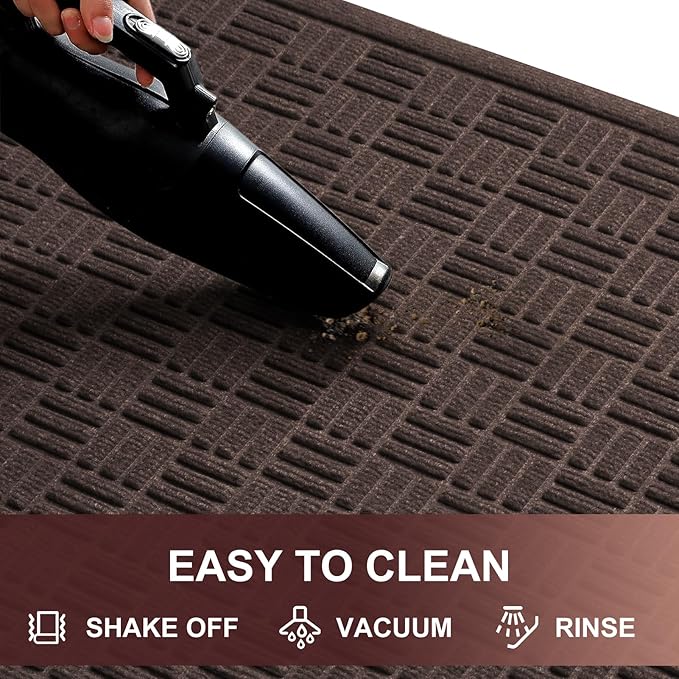 Mibao Front Door Mat Indoor Outdoor Entrance, Dirt Trapping Waterproof All-Season, All-Weather Doormat, Non-Slip Durable Natural Rubber Low Profile Easy Clean Patio Entrance Mat, 47" x 31.5", Coffee