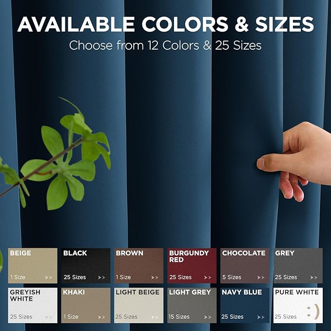 Joydeco Blackout Patio Sliding Door Curtains 96 Inches Long, Grommet Privacy Room Divider Curtains, Extra Wide Thermal Blackout Drapes for Bedroom Living Room (Navy Blue, 100Wx96L, 1 Panel)