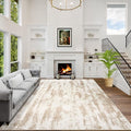 6x9 Area Rugs Washable Rug: Large Modern Abstract Living Room Rug Soft Anti-Skid Thin Carpet Indoor Floor Non-Shedding Carpets for Bedroom Dining Room Farmhouse Nursery Home Office - Brown Ivory