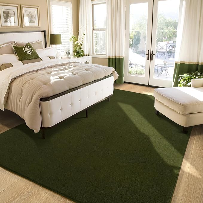 Amearea Large Modern Area Rugs for Bedroom Living Room, 6x9 Feet Olive Green Thickened Memory Foam Rug, Fluffy Indoor Washable Rugs Non Slip Minimalist Carpet for Boys Girls Dorm Nursery Room Decor