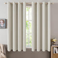 MIULEE Linen Texture Curtains for Bedroom Light Cream 100% Blackout Thermal Insulated Linen Curtains Grommet Room Darkening Drapes for Living Room Nursery 52x63 Inch (2 Panels)