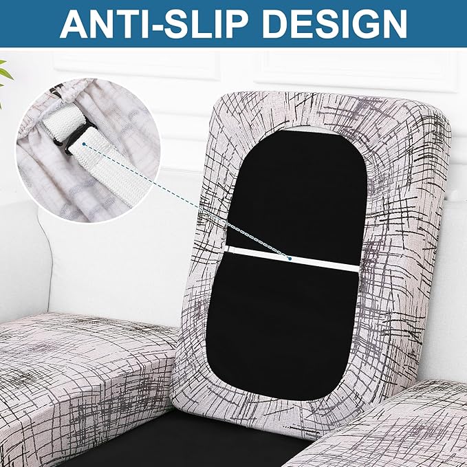 Smiry Printed Couch Cushion Covers, Stretch Soft Couch Covers for Sofa, Washable Non-Slip Sofa Slipcover Furniture Protector for Indoor and Outdoor (Large, Brown and White)