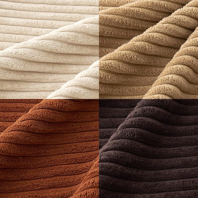 MIULEE Boho Farmhouse Throw Pillow Covers 18x18 Inch Set of 4 Rustic Mordern Neutral Cushion Covers Soft Corduroy Nordic Home Decor for Couch Bed Sofa Living Room Chocolate Brown/Rust