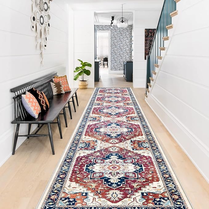 TOPRUUG Washable Runner Rug 2x12 - Hallway Runner Rug Kitchen Rugs and Mats Non Skid Washable Waterproof Carpet Runner for Living Room Bedroom Bathroom (Red, 2X12)
