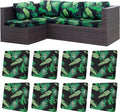 8Pcs Stretch Patio Cushion Covers,Outdoor Couch Covers Replacement,Outdoor Couch & Sofa Slipcovers,for Patio Furniture Cushion Covers,Washable Reusable urniture Protector(Green Leaf,8PCS)