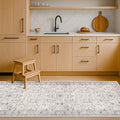 Light Gray Washable 2x8 Hallway Runners, Kitchen Runner Rug, Non-Slip & Stain Resistant 8ft Long Entryway Floor Rug, Neutral Boho Floral Décor