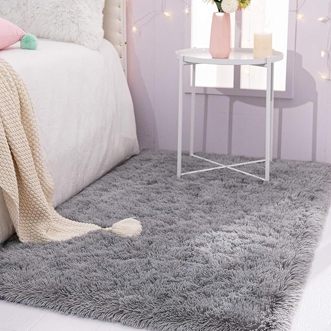 TWINNIS Super Soft Shaggy Rugs Fluffy Carpets, 9x11 Feet, Indoor Modern Plush Area Rugs for Living Room Bedroom Kids Room Nursery Home Decor, Upgrade Anti-Skid Rectangular Fuzzy Rug, Grey