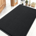 OLANLY Front Door Mat Indoor Outdoor Entrance, Waterproof Heavy Duty Doormat, Fade Resistant, Low Profile, Easy Clean Patio Porch Welcome Floor Mats for Entry, 47x32, Black