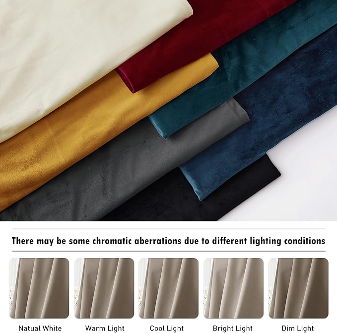 RYB HOME Camel Beige Velvet Curtains 72 inches Length with Hook Tape, Thermal Insulated Privacy Protect Decorative Drapes for Window, W 42 x L 72 inches, 2 Panels Set