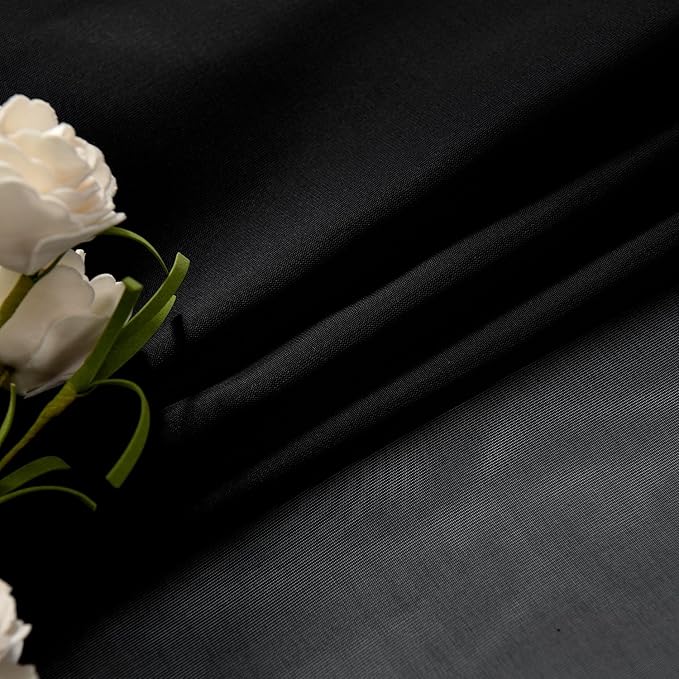 SpaceDresser Basic Rod Pocket Sheer Voile Window Curtain Panels Black 1 Pair 2 Panels 26 Width 30 Inch Long for Kitchen Bedroom Children Living Room Yard（Black，26Wx 30L）