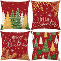 ONFAON Christmas Decorations - Christmas Pillow Covers 18 x 18 Inches Set of 4,Xmas Tree Throw Pillow Cases Winter Holiday Decor for Sofa Living Room