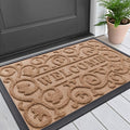Smiry Welcome Door Mat Outside Entrance, Heavy Duty Trap Dirt and Moisture Easy Clean Low Profile Patio Porch Indoor Outdoor Front Doormat for Entry, 29.5x17 Inch, Coffee