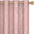 Deconovo Pink Curtains, Blackout Drapes, Thermal Insulated Soundproof Privacy Curtain, Silver Tree Print, 52 x 63 Inch, Machine Washable Window Panels for Girls Bedroom Living Room Nursery, Set of 2
