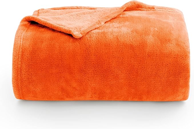 BEDELITE Fleece Blanket Twin Size Orange Throw Blanket for Couch & Bed, Luxury Plush Cozy Fuzzy Fall Blanket 60x80 inches, Super Soft & Warm Blankets for Travel Camping