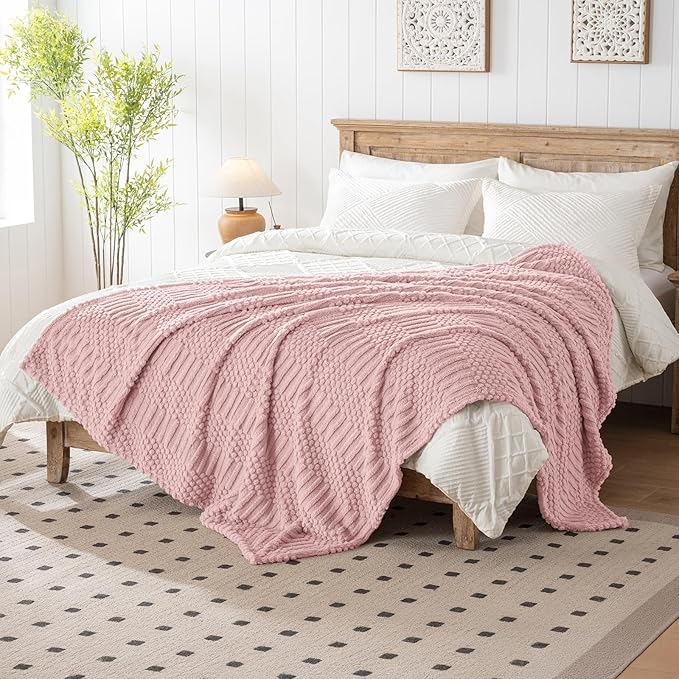50x70 Inch Pink Throw Blanket - Soft & Fluffy Fleece, Cute & Aesthetic, Perfect for Sofa, Couch, Chair, Bed, Living Room & Bedroom, All-Season Use, Plush & Cozy Decorative Blanket