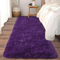 Soft Runner Rugs for Bedroom Hallways, 2 Packs 2x6 Purple Fluffy Shag Throw Area Rug Non Slip for Bedside Dorm, Long Shaggy Furry Carpet for Nursery Living Room