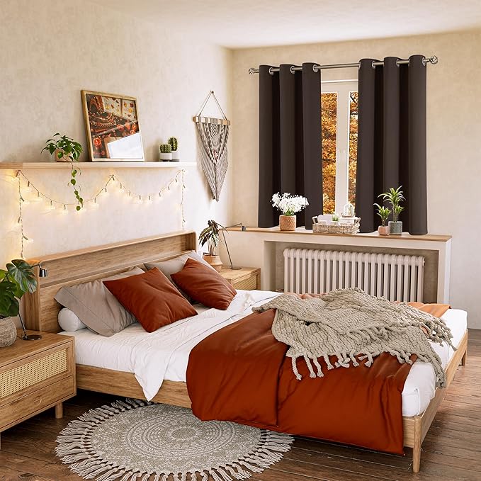 BGment Blackout Curtains for Living Room - Grommet Thermal Insulated Room Darkening Curtains for Bedroom, 2 Panels of 42 x 63 Inch, Brown