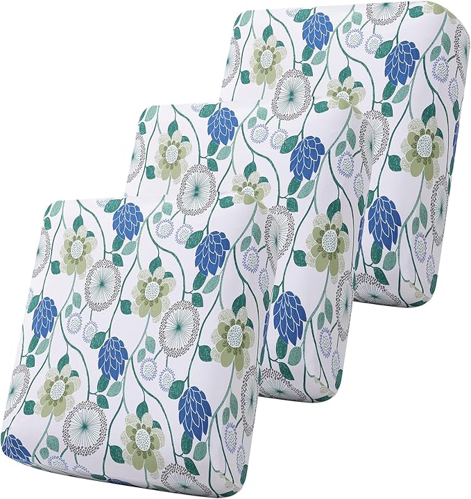 Smiry Printed Couch Cushion Covers, Stretch Soft Couch Covers for Sofa, Washable Non-Slip Sofa Slipcover Furniture Protector for Indoor and Outdoor (3 Pack, Light Green)