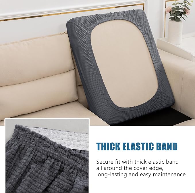 Water Repellent Sofa Cushion Slipcovers, Stretch Sofa Seat Cushion Cover, Furniture Protector Slipcovers RV Seat Cover for Living Room (Loveseat Cushion, Gray)
