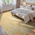 Living Room Rug 5'x7' Area Rug Washable Boho Carpet Non Slip Abstract Vintage Indoor Large Rugs for Bedroom, Classroom, College Dorm, Farmhouse, Dining Room, Kids Playroom (Orange, Silver & Gray)