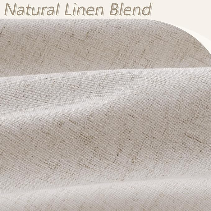 Guken 100% Blackout Curtains 90 Inch Length 2 Panels Set for Living Room Bedroom Back Tab Thermal Insulated Black Out Linen Drapes Room Darkening Window Curtains 90 Inches Long, Sand Beige