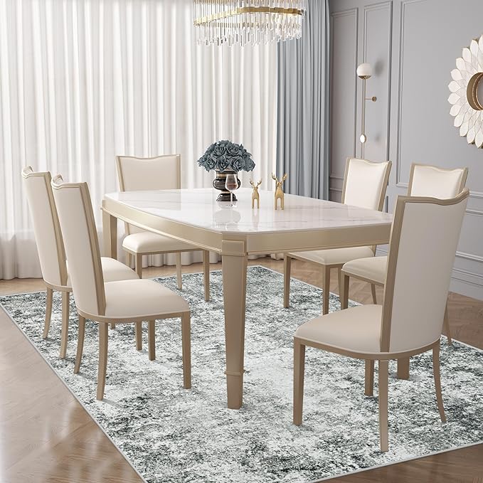 5x7 Area Rugs for Living Room, Washable Modern Abstract Large Area Rug Neutral Soft Non Slip Kids Rug Stain Resistant Indoor Carpet for Bedroom Nursery Dining Room Playroom(Grey, 5'x7')
