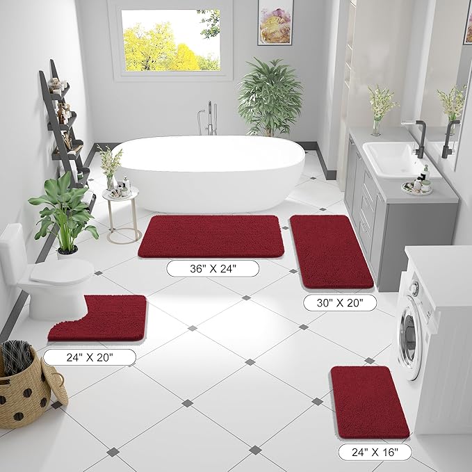 OLANLY Bathroom Rugs 47x20, Extra Soft Absorbent Chenille Bath Rugs, Rubber - Image 2