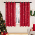Deconovo Red Curtains, Christmas Drapes, Blackout Thermal Insulated Noise‑Reduced Drape, Wave Line Dot Foil Print, 52 x 63 Inch, 2 Panels, Machine‑Washable Window Curtain for Party Living Room Bedroom