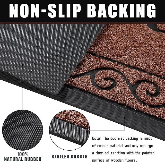 Yimobra Welcome Mats for Front Door 29.5x17, Heavy Duty Waterproof Outdoor Door Mat Outside Entrance, Non-Slip Low Profile Indoor Entryway Mat for Garage Patio, Maroon