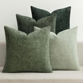 MIULEE Pack of 4 Couch Throw Pillow Covers 16x16 Inch Green Soft Decorative Chenille Pillow Covers Farmhouse Accent Cushion Covers for Boho Spring Home Decor Sofa Bedroom Living Room