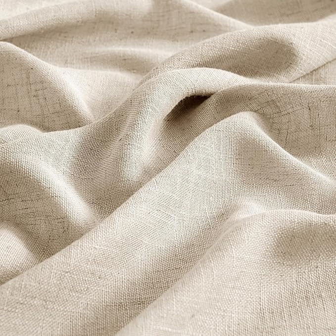 MIULEE Light Taupe Linen Curtains 96 Inches Long 2 Panels for Bedroom Living Room, Soft Linen Textured Window Drapes Semi Sheer Light Filtering Back Tab Rod Pocket Farmhouse Modern Burlap Look Decor