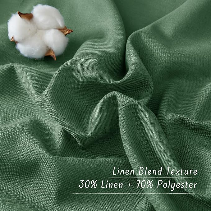 NICETOWN Rustic Linen 132 inch Long Curtains for Living Room, Grommet Privacy Added Thick Linen Weave with Light Filter Window Curtains & Drapes for Bedroom, Olive Green, W55 x L132, 2 Panels