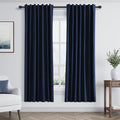 Guken Navy Blue 100% Blackout Linen Curtains 63 Inch Length 2 Panels Set for Living Room Bedroom Back Tab Thermal Insulated Black Out Drapes Room Darkening Farmhouse Window Curtains 63 Inches Long