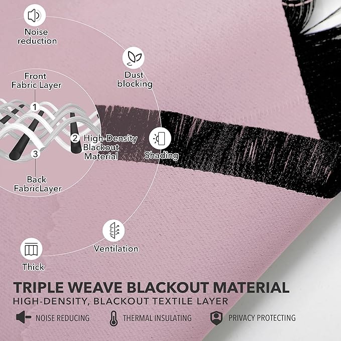 Deconovo Blackout Curtains, Thermal Insulated, W52 x L95 2 Panels, Back Tab, Machine Washable, Room-Darkening Drapes for Bedroom/Living Room Lavender