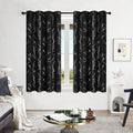 Deconovo Black Blackout Curtains, Thermal Insulated Soundproof Privacy Curtain Drapes, Branch Foil Print, 52 x 63 Inch Long, 2 Panels, Machine‑Washable Window Panel for Bedroom Living Room Office Home