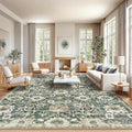 AMADA HOMEFURNISHING 10x14 Washable Area Rug, Low-Profile Large Area Rug with Non-Slip Backing & Durable Edge Binding, Vintage Large Rugs for Living Room, Bedroom & Dining Room