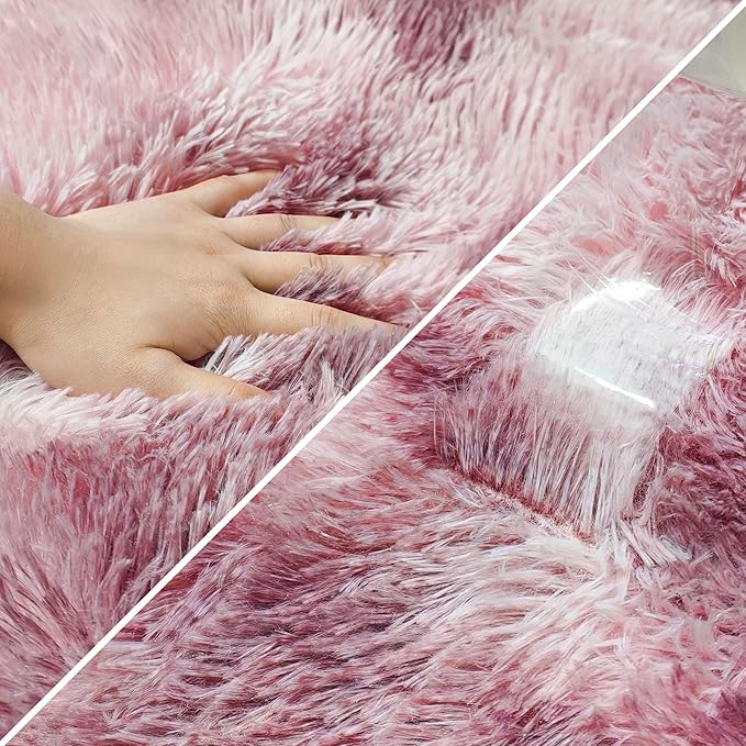 Tie-Dyed Blush 3x10 Machine Washable Runner Rugs for Hallway Soft Fluffy Shaggy Bedside Rugs for Bedroom Living Room Indoor Floor Carpet for Kids Girls and Boys Nursery Rooms Home Decor Aesthetic