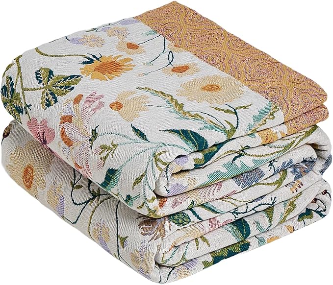 MSGKV The Boho Layer: 50"x60" Cotton Throw Blanket – Lightweight & Reversible Maximalist Colorful, Decorative Accent for Couch Snuggles, Bed Layers & Road Trips