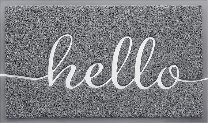 BeneathYourFeet Door Mat (32"x20",Grey), Welcome Mat Low Profile Front Doormat Indoor Outdoor Door Non Slip Rugs for Entryway, Patio, High Traffic Areas