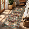 Yamaziot Washable Runner Rug, 2x6 Non-Slip Boho Vintage Hallway Rug Runner with Rubber Backing, Stain Resistant Distressed Carpet Runner for Bedroom, Kitchen, Laundry, Entrance
