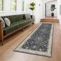 Hazo Haus Black Boho Washable 3x10 Extra Long Hallway Runner Rug, Waterproof Large Kitchen Floor Rug Indoor, Non-Slip Stain & Fade Resistant, Vintage Floral Decor