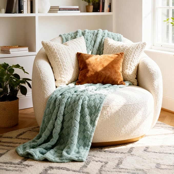 Bedsure GentleSoft Sage Green Twin XL Blanket for Bed - Super Soft Cozy Fleece Blankets for Kids, Cute Spring Throws for Girls, Dorm Room Essentials for Girls Teens Back to School, 66x90 Inches