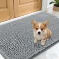 OLANLY Dog Door Mat for Muddy Paws 30x17, Absorbs Moisture and Dirt, Absorbent Non-Slip Washable Doormat, Quick Dry Chenille Mud Mat for Dogs, Entry Indoor Entryway Carpet for Inside Floor, Grey