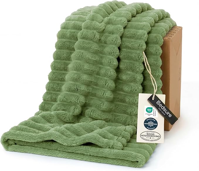 Bedsure GentleSoft Christmas Throw Blanket for Couch - Cozy Soft Blankets for Women, Cute Small Fleece Christmas Throws Gifts for Teens Girls Room Home Decor, Reseda, 50x60 Inches