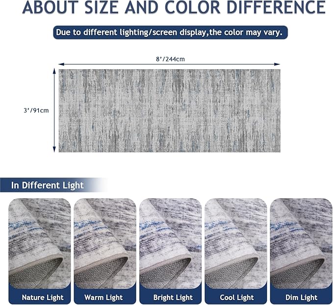 3x8 Runner Rug Non Slip Washable Rugs for Hallways, Abstract 8ft Kitchen Runners Rug for Entryway,Stain Resistant Rug Runner，Ultra-Thin Kitchen Mats for Living Room Bedroom