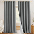 NICETOWN 100% Absolutely Blackout Linen Curtains with Thermal Insulated White Liner, Dove Grey, W62, 2 Pieces, Noise Reducing Textured Linen Look Curtains for Windows 120 inch Length for Classroom